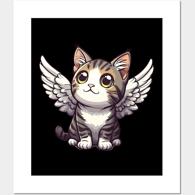 Kawaii Tabby Cat Angel Wall Art by Kawaii Cuties